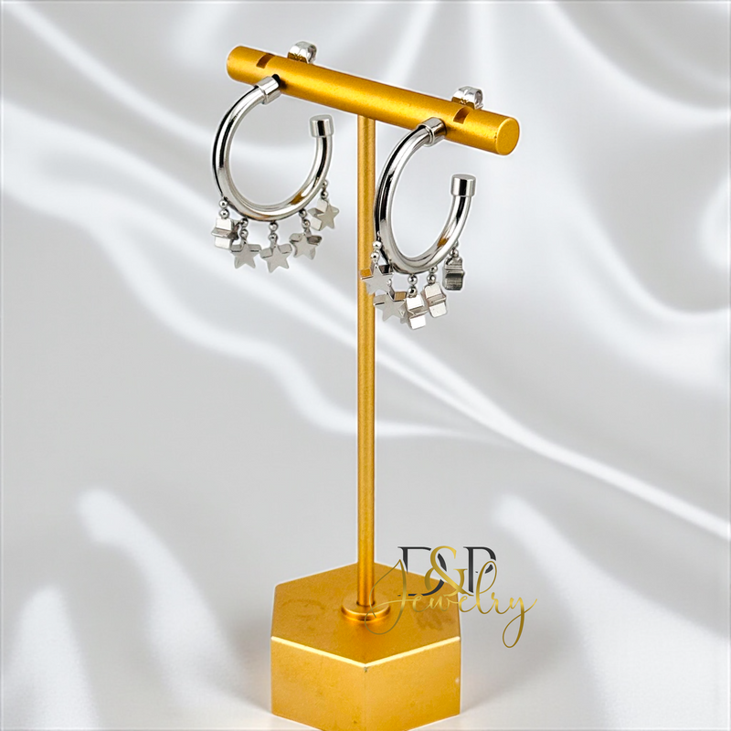 SILVER CHARM HOOP EARRING HP840