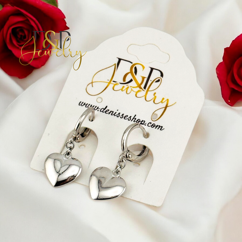SILVER HEART CHARM DESIGN HOOP EARRING HP680