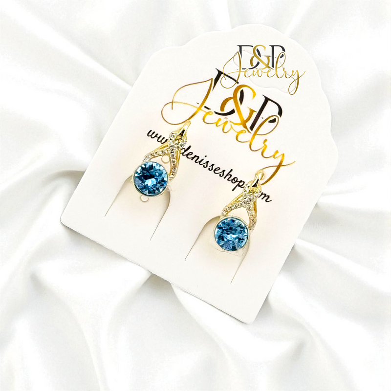 14K BLUE HUGGIE EARRING E1039