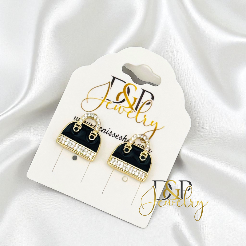14K BLACK FASHION EARRING E986