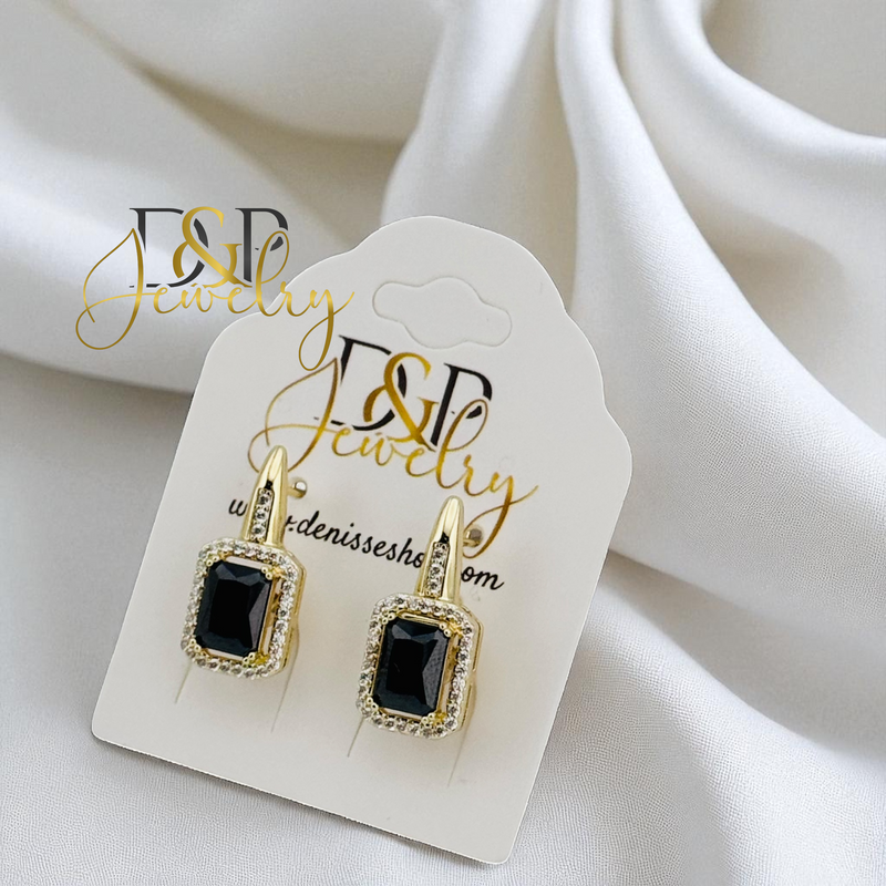 14K GOLD/STONE  3 VARIANTS  HUGGIE EARRING E1018