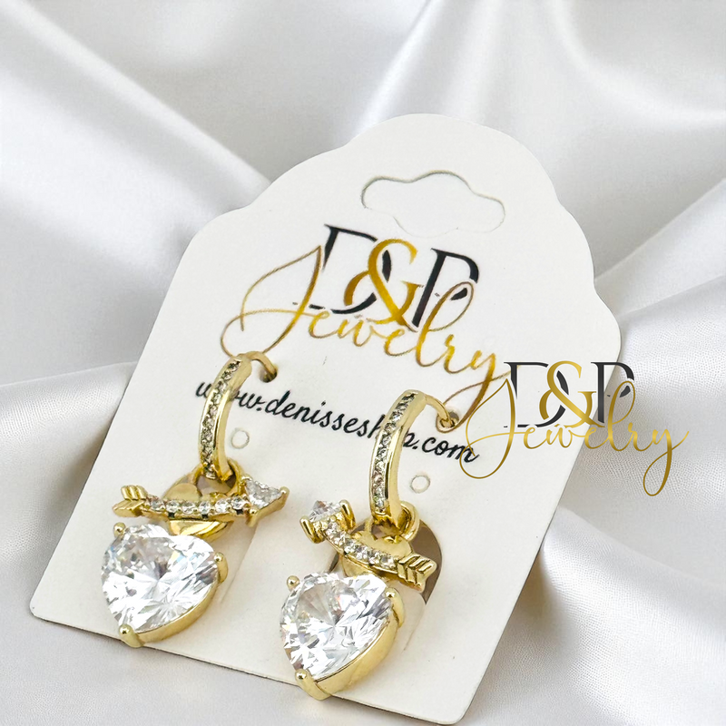 14K HEART HOOP EARRING HP789