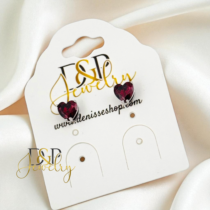 14K SILVER HEART SHAPE 6/COLOR STONE VARIANT EARRINGS E943