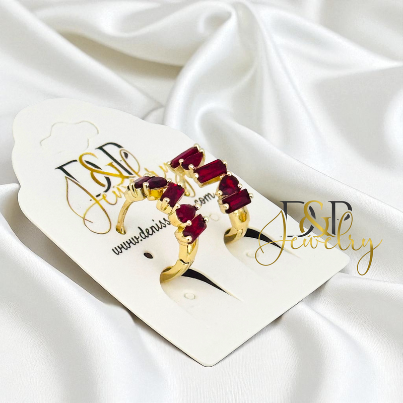 14K MEDIUM STONES HOOP EARRING HP765