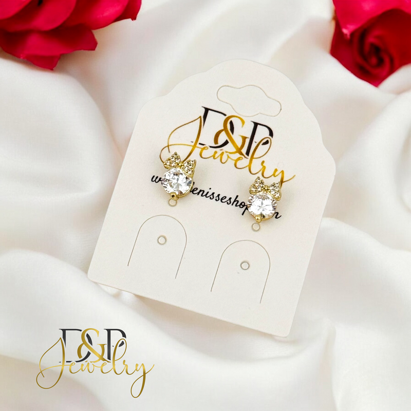 14K SMALL BOW CARTOON STUD EARRING E848