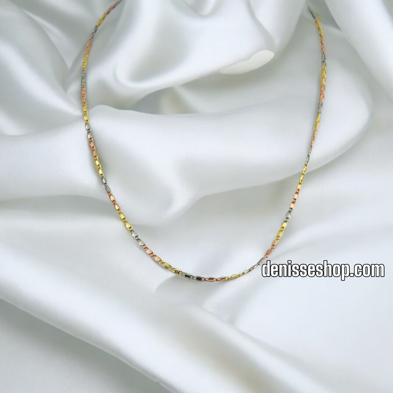 14K THREE TONE CHAIN 1 MM CH085