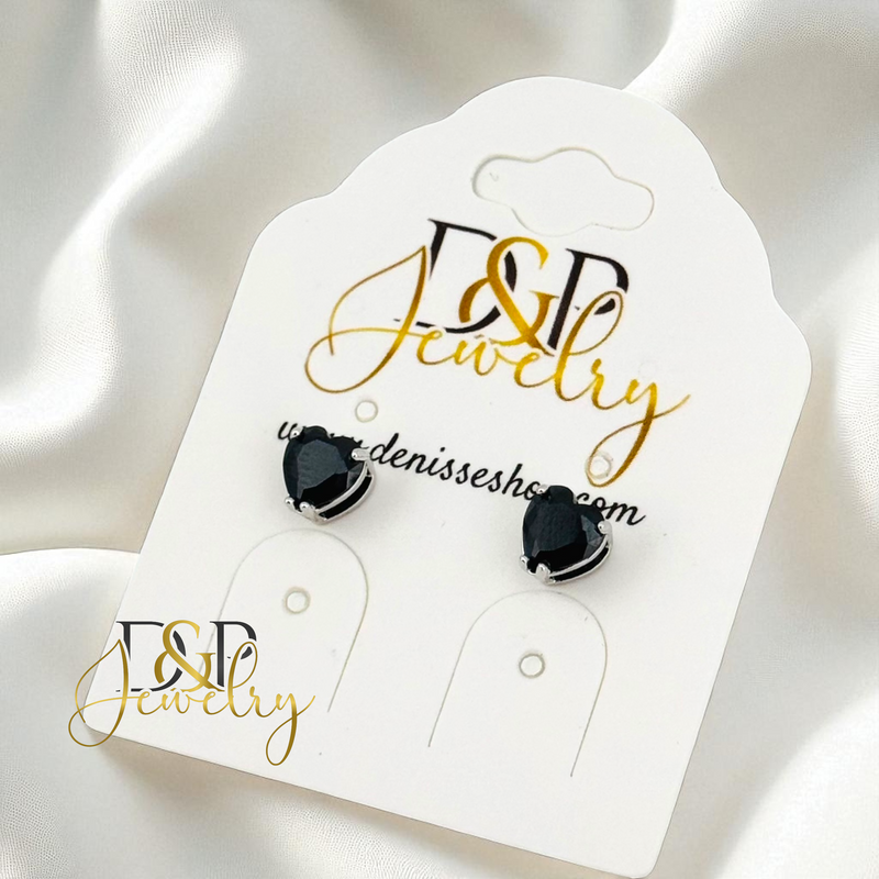 14K SILVER HEART SHAPE 6/COLOR STONE VARIANT EARRINGS E943