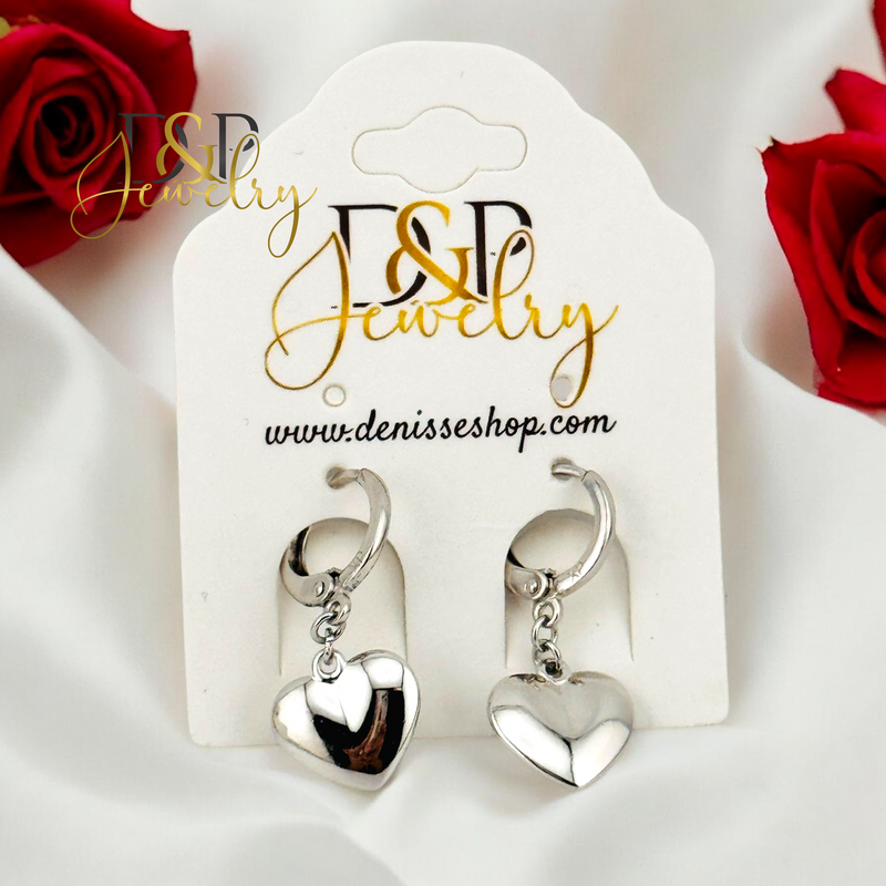 SILVER HEART CHARM DESIGN HOOP EARRING HP680
