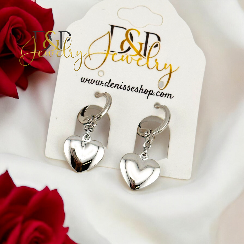 SILVER HEART CHARM DESIGN HOOP EARRING HP680