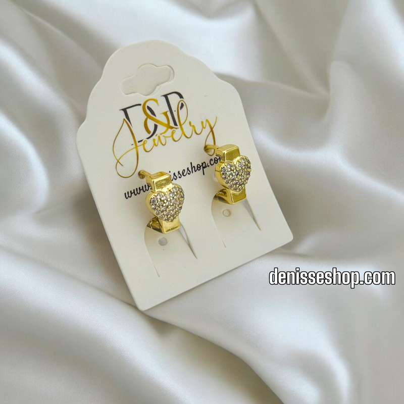 14K SQUARE HOOP WITH HEART EARRINGS E789