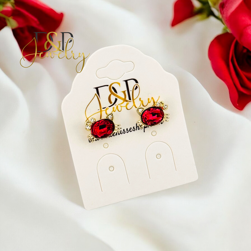 14K PINK KITTY STUD EARRING E876