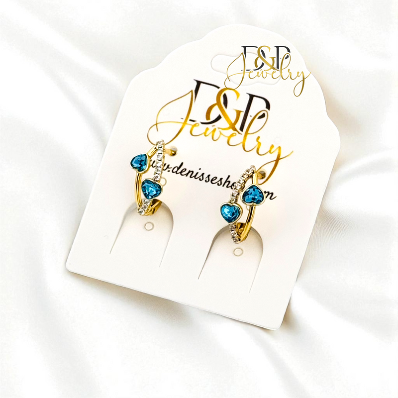 14K BLUE HUGGIE EARRING E1041