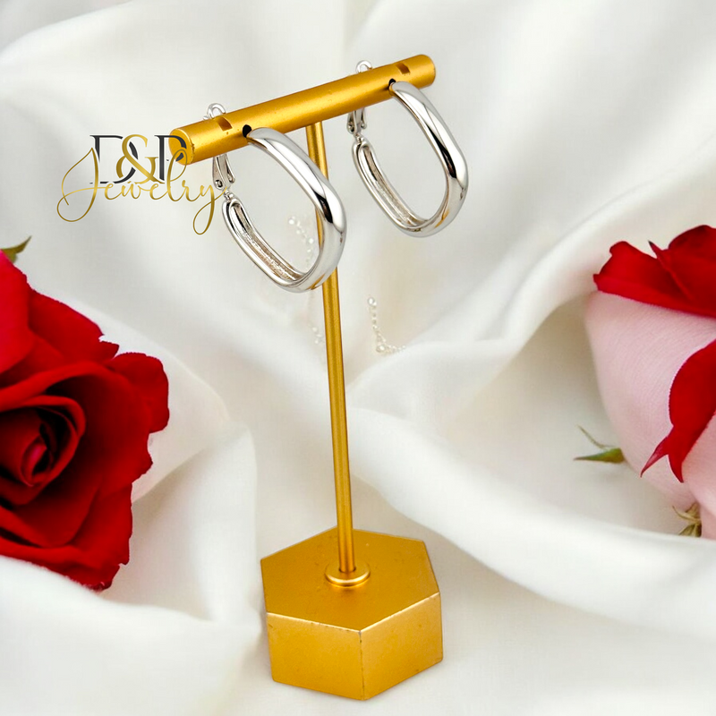 SILVER SQUARE HOOP EARRING HP668