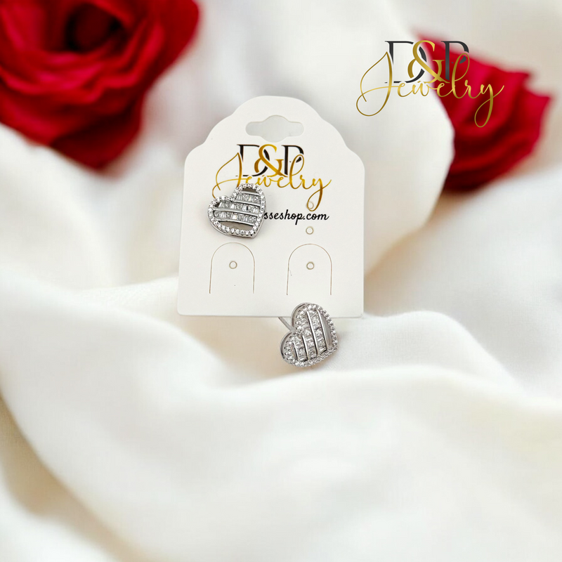 SILVER HEART EARRING E861