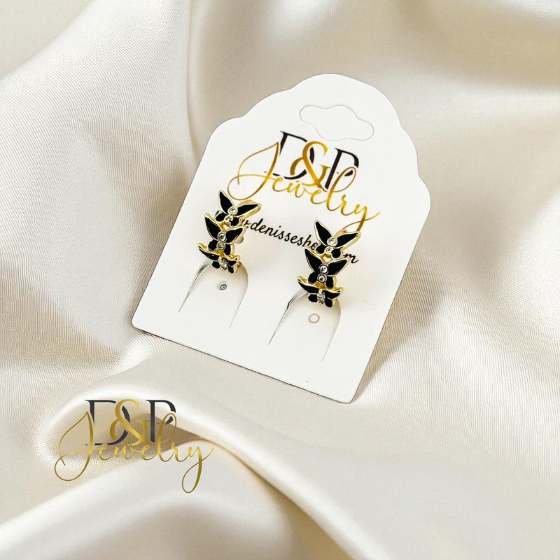14K SMALL BLACK BUTERFLY 3 VARIANTS HOOP EARRING HP845