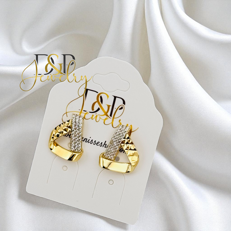 14K GOLD/RIBON STUD EARRING E1010