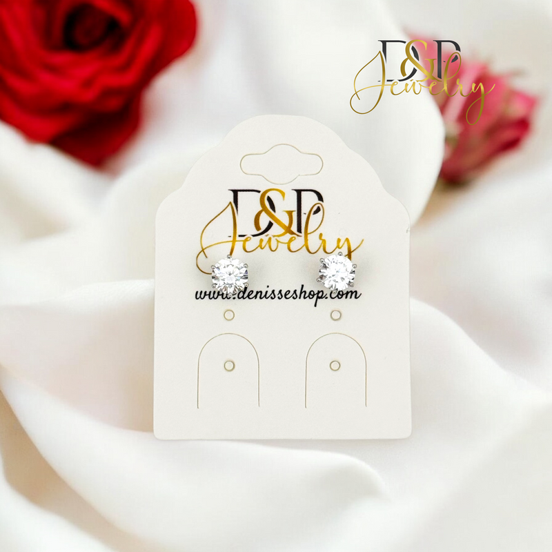 SILVER WHITE STONE EARRING E871