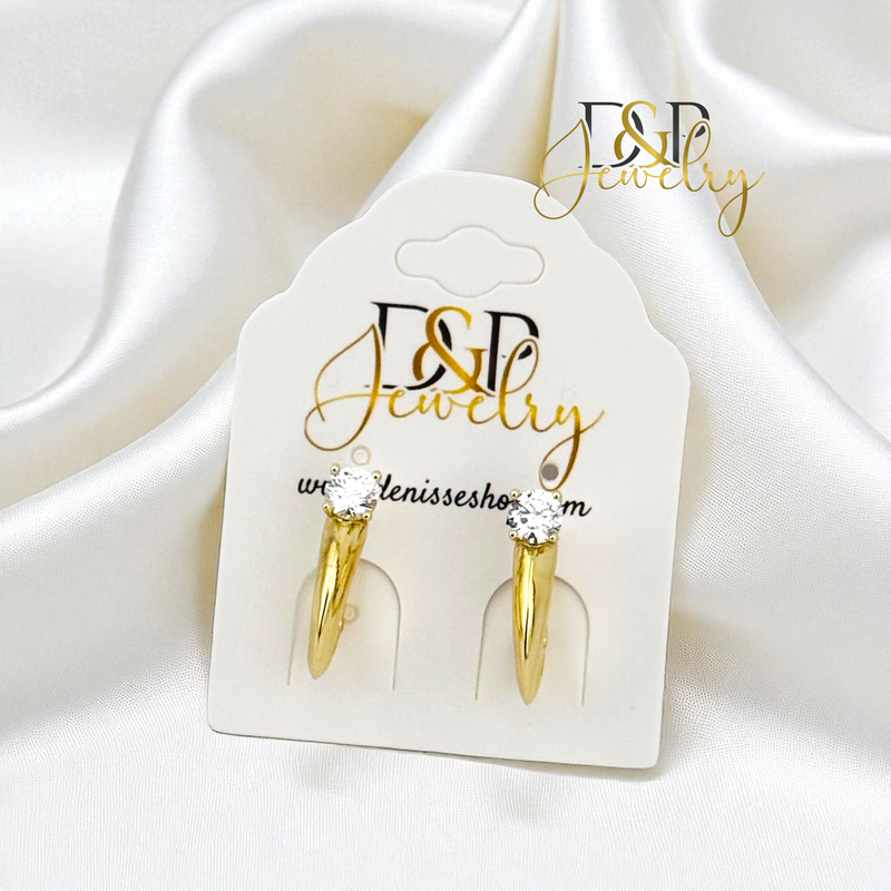 14K WHITE STONE HUGGIES EARRING E980