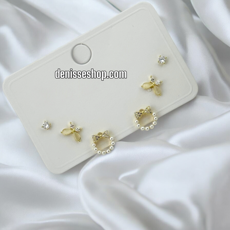 14K PEARL/BUTTERFLY THREE SET EARRING E766