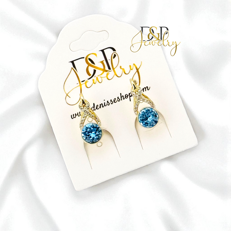 14K BLUE HUGGIE EARRING E1039