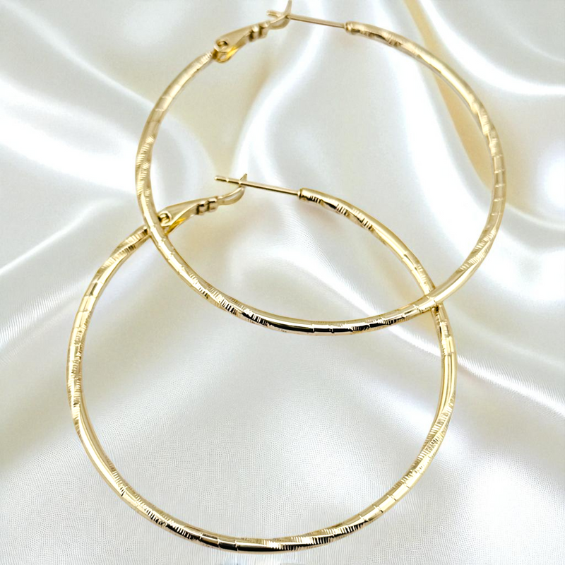 14K GOLD LONG  HOOP EARRING HP752