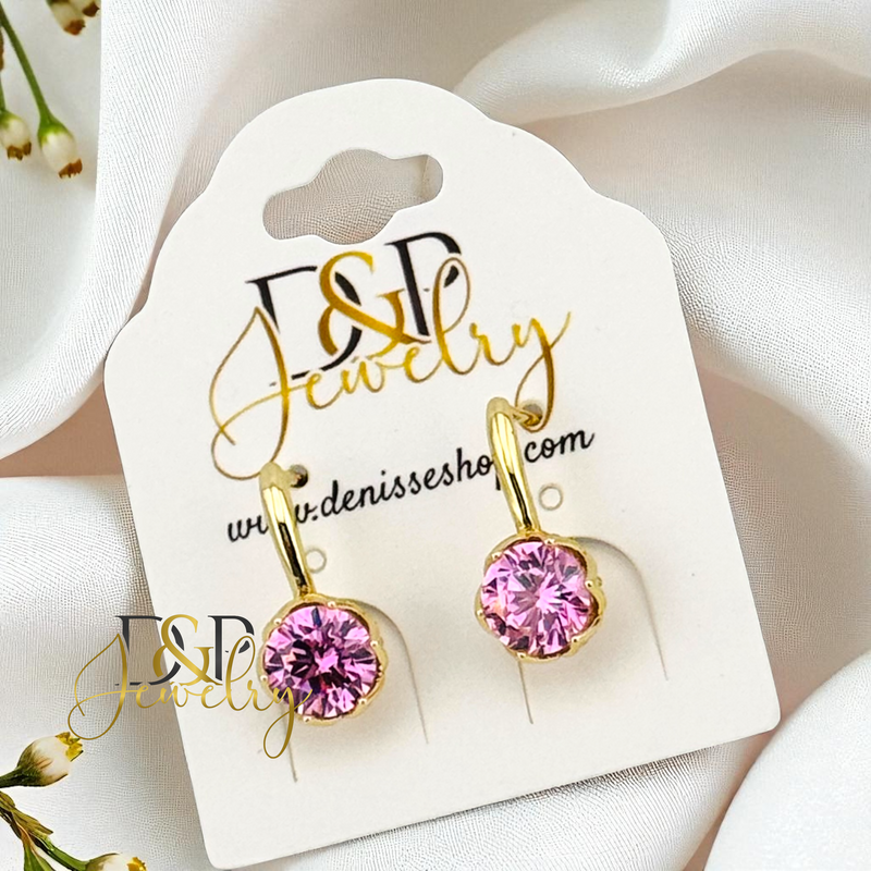 14K DROP STONE HUGGIE EARRING E940
