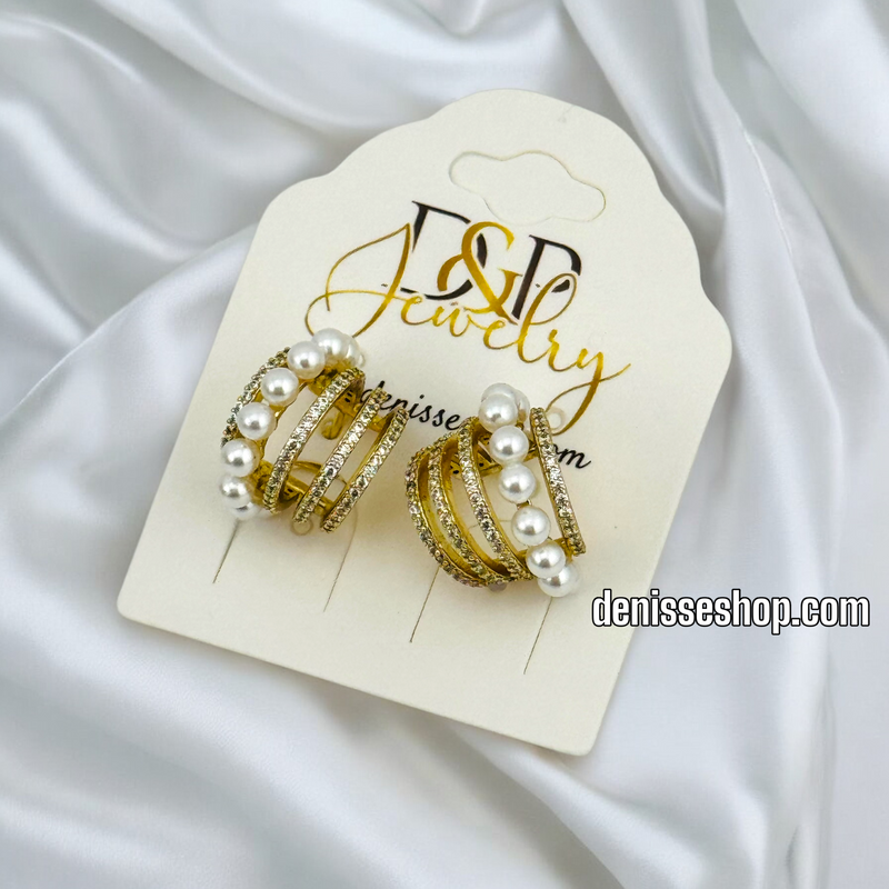 14K PEARL GOLD HOOP EARRING HP578