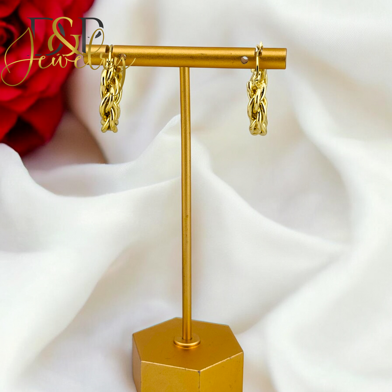 14K ROPE HOOP EARRING HP643
