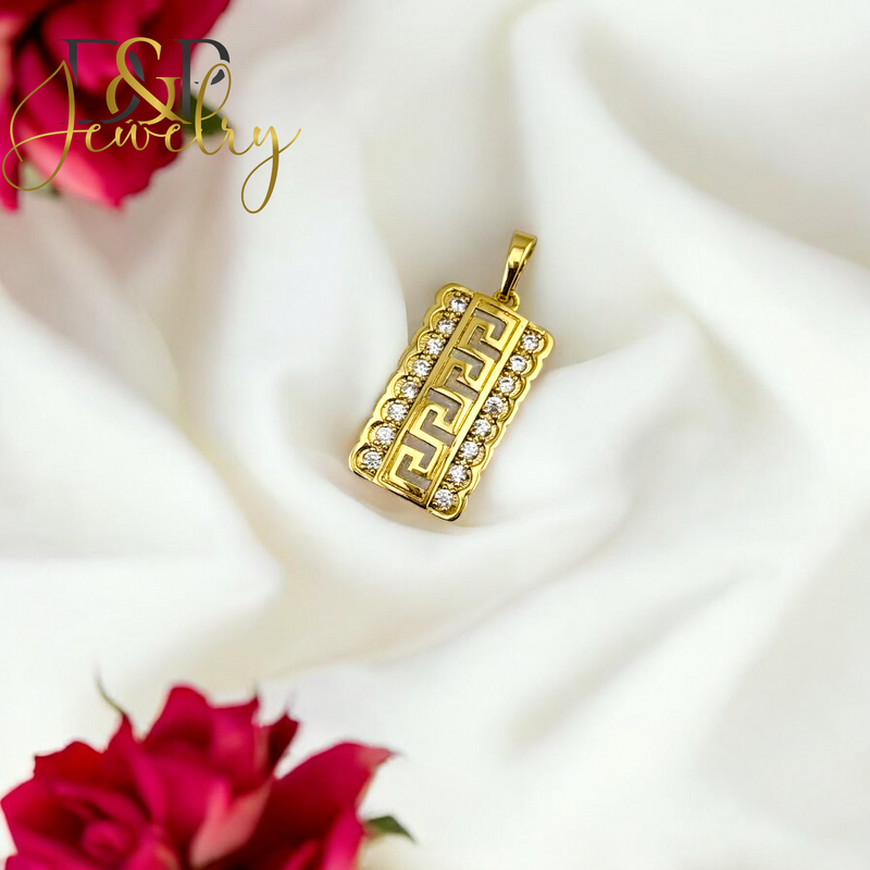 14K WHITE STONES PLATE PENDANT P728