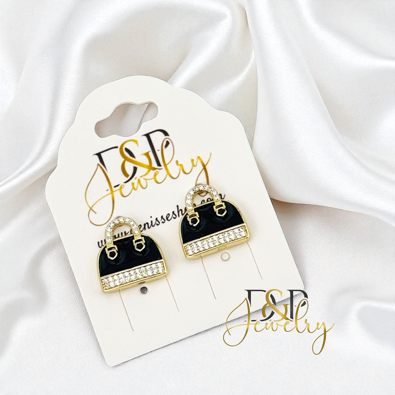 14K BLACK FASHION EARRING E986
