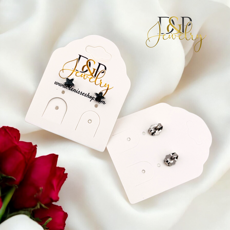 SILVER BLACK / WHITE STAR  EARRING E865