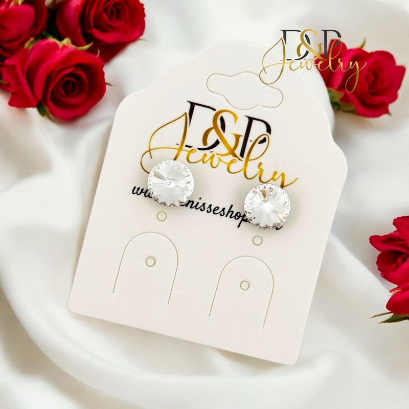 SILVER WHITE STONE EARRING E867