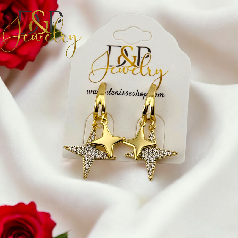 14K STARS STUD EARRING E832