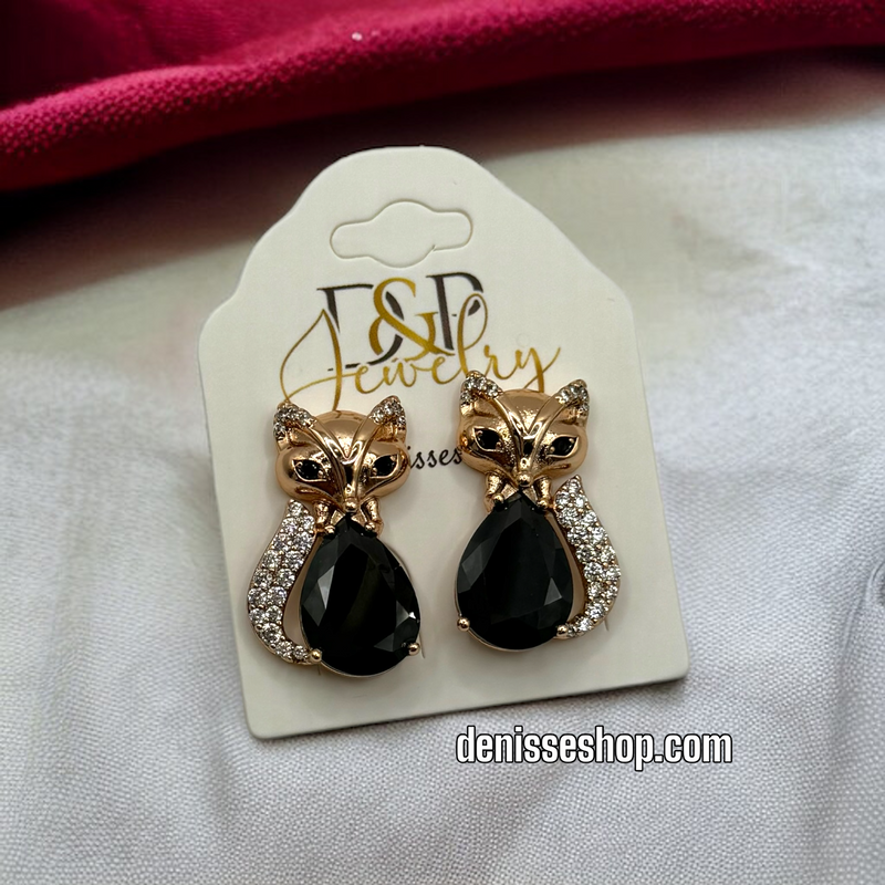 14K BLACK FOX EARRINGS E456