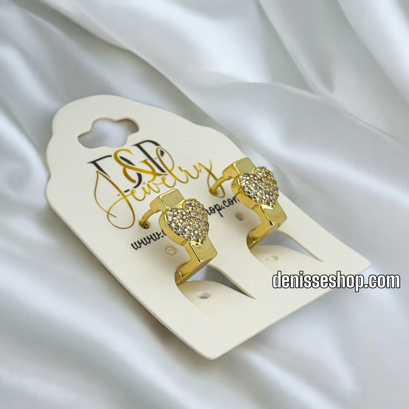 14K SQUARE HOOP WITH HEART EARRINGS E789
