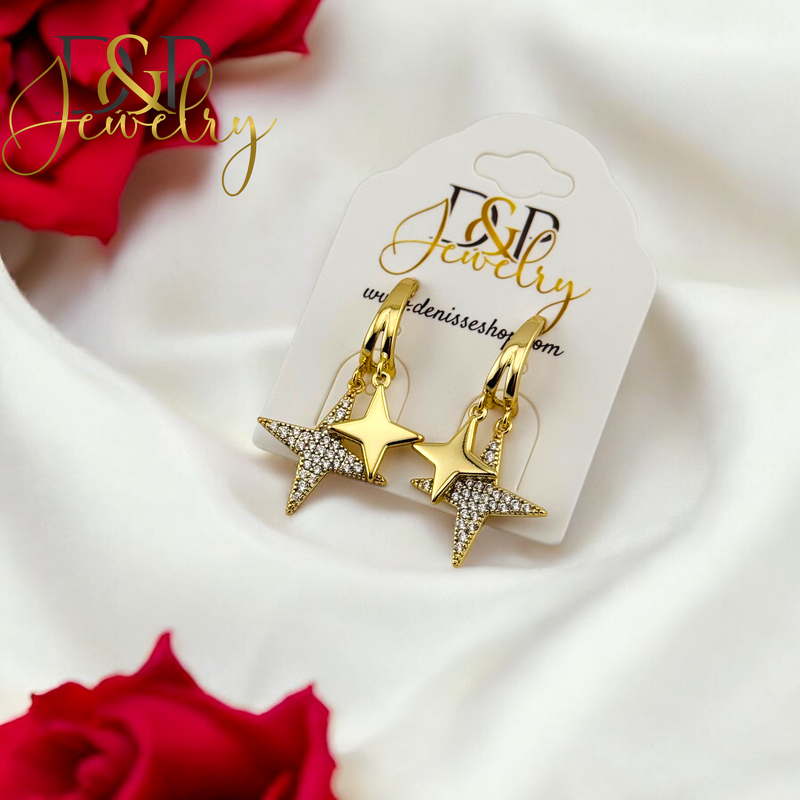 14K STARS STUD EARRING E832
