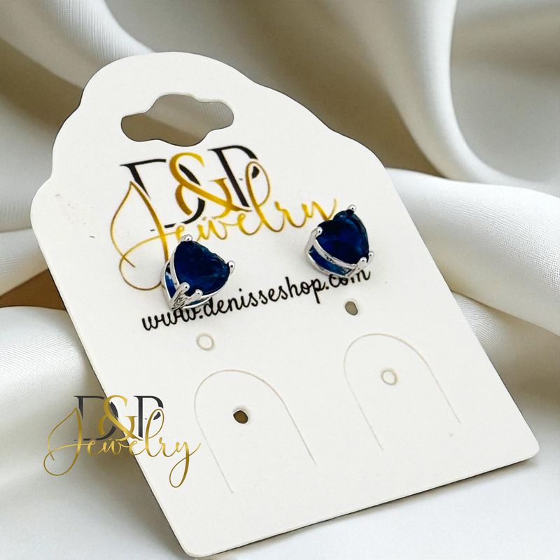 14K SILVER HEART SHAPE 6/COLOR STONE VARIANT EARRINGS E943