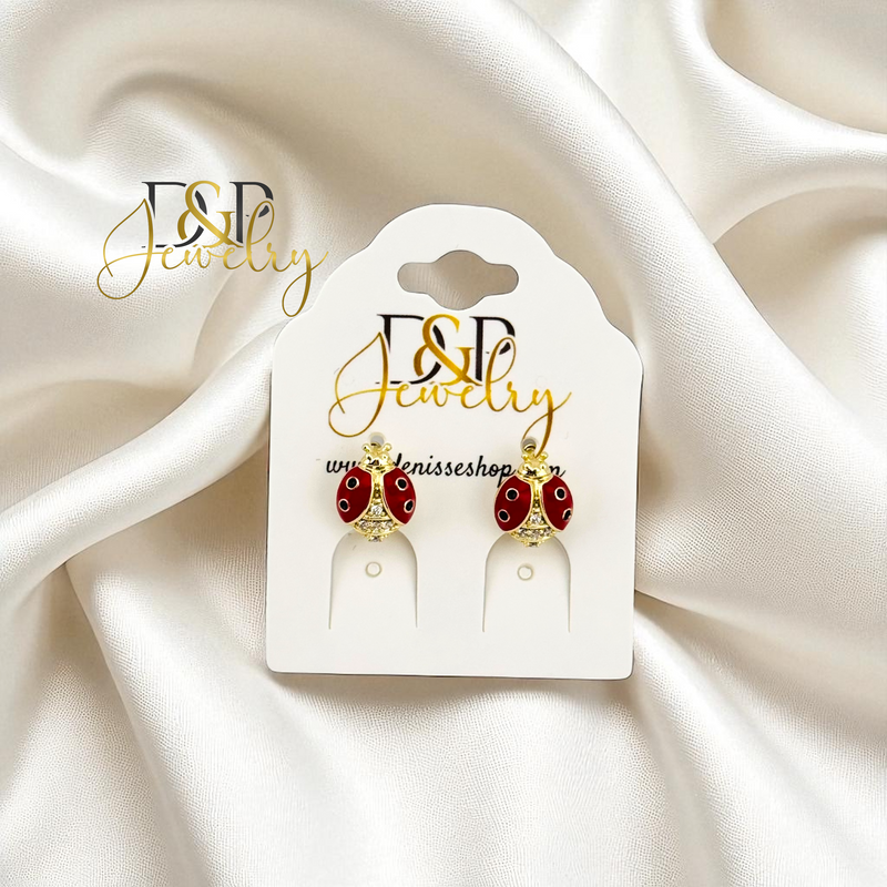 14K LADYBUG FASHION EARRING E915