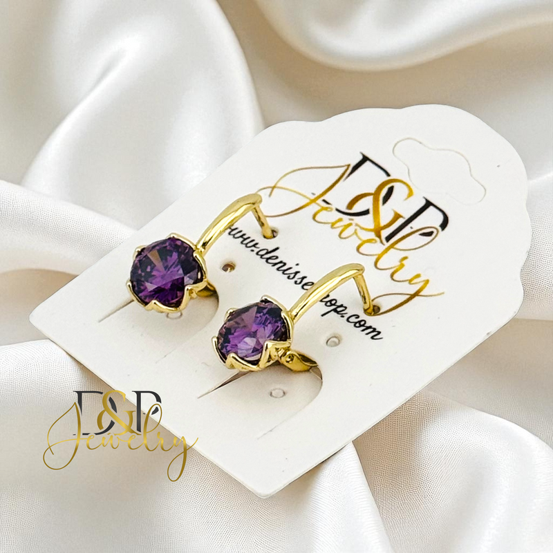 14K DROP STONE HUGGIE EARRING E940