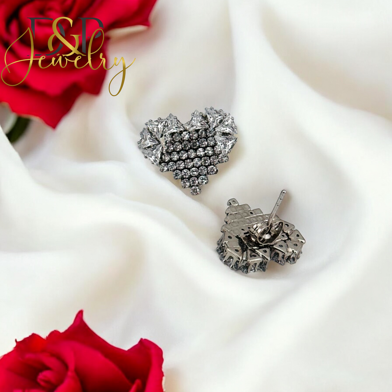SILVER HEART EARRING E838