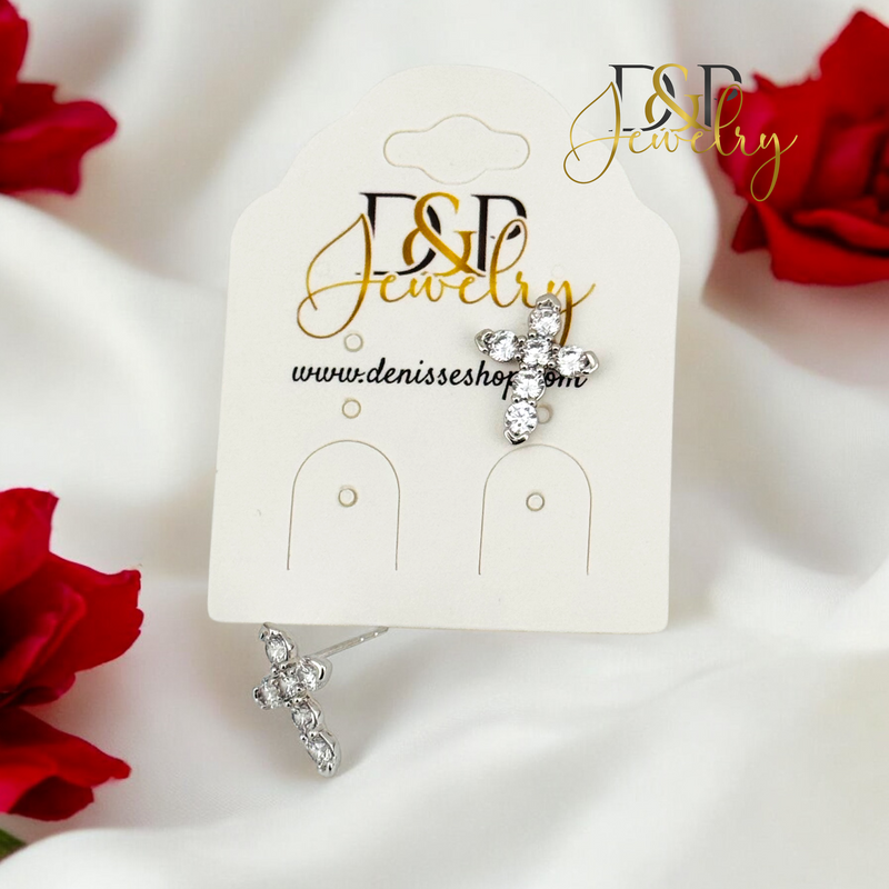 SILVER HEART WHITE STONE EARRING E875