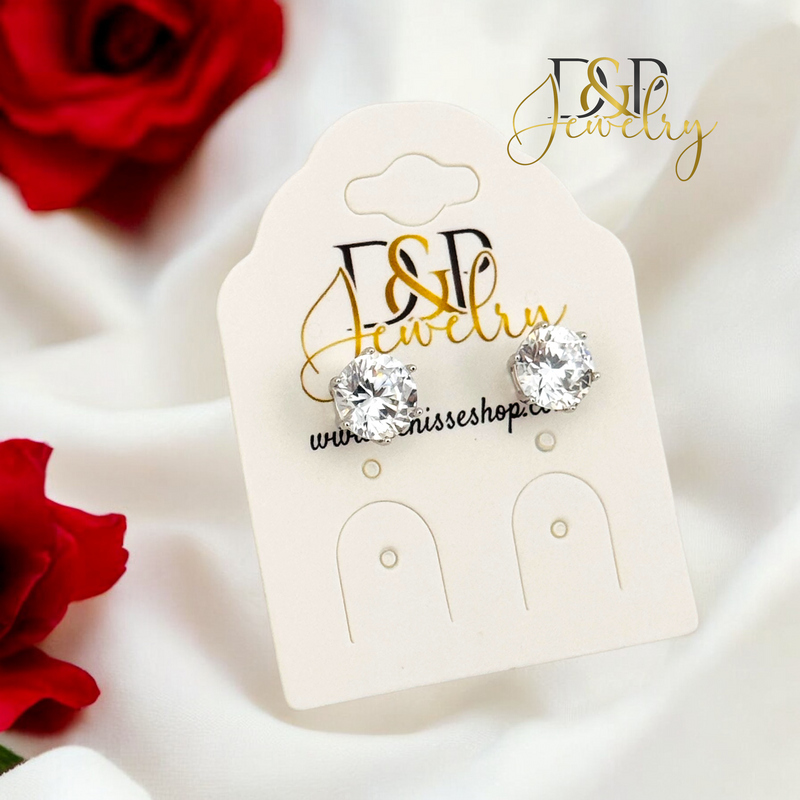 SILVER WHITE STONE EARRING E872