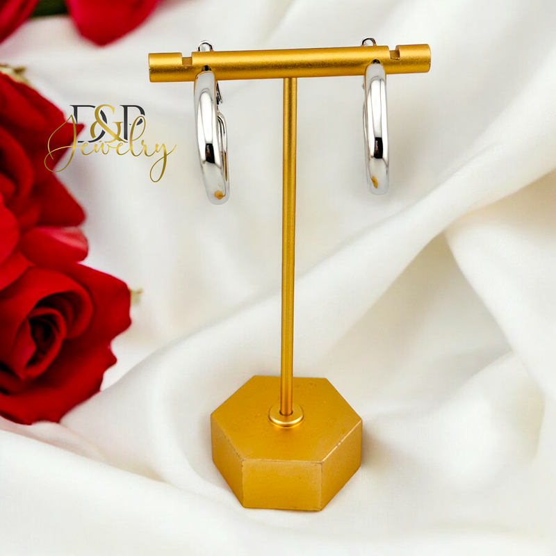 SILVER SQUARE HOOP EARRING HP668