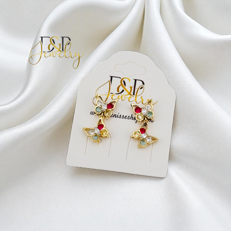 14K GOLD/BUTTERFLY 2 VARIANTS STUD EARRING E1016