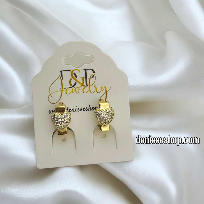 14K SQUARE HOOP WITH HEART EARRINGS E789