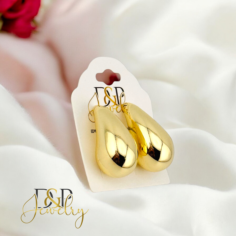14K PLAIN DROP EARRING E843