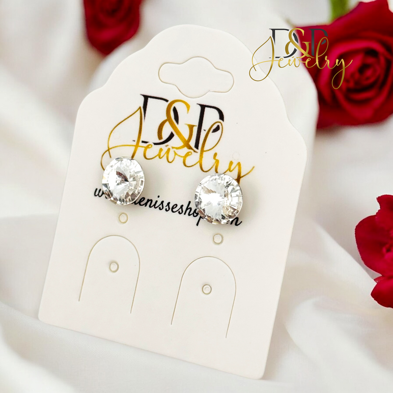 SILVER WHITE STONE EARRING E867