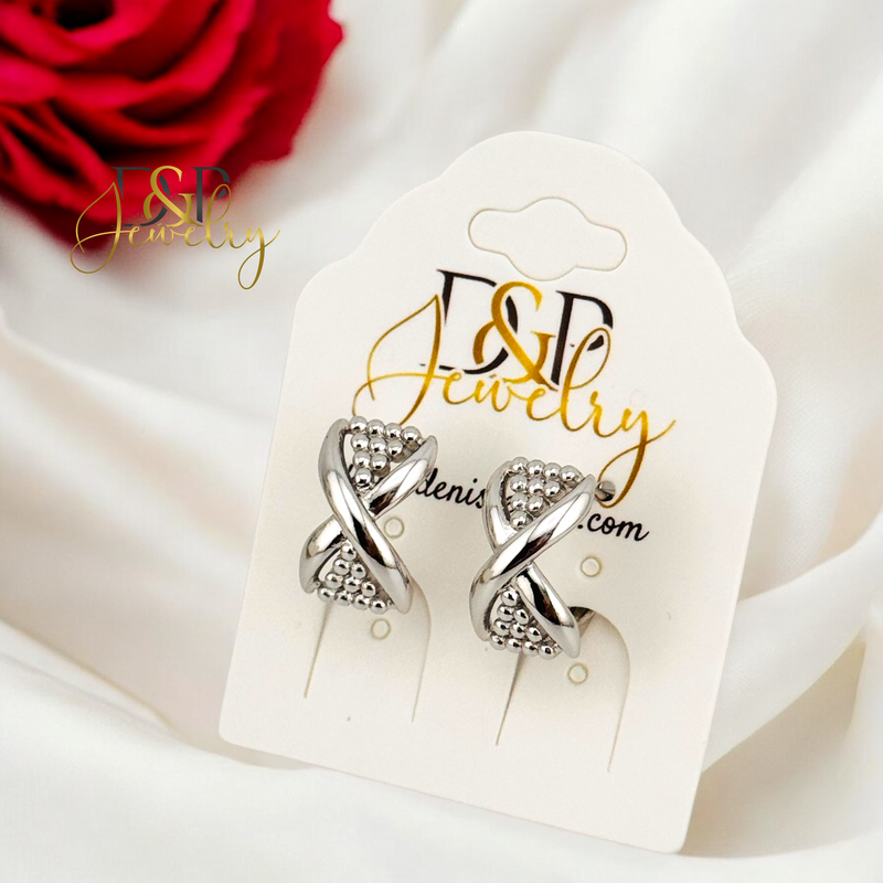SILVER INFINITY DESIGN HOOP EARRING HP678