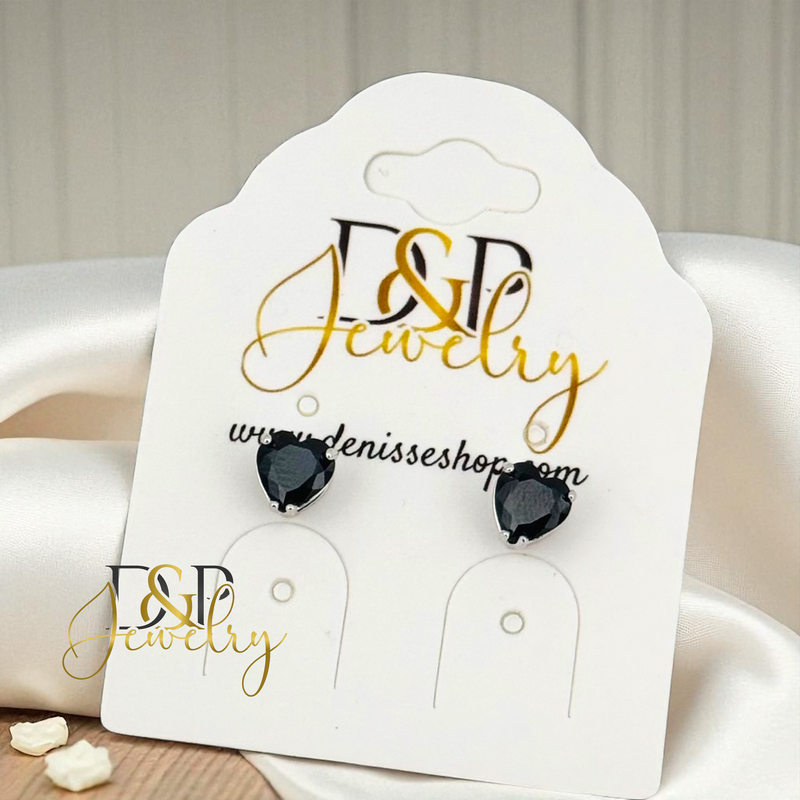 14K SILVER HEART SHAPE 6/COLOR STONE VARIANT EARRINGS E943