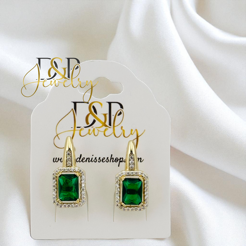 14K GOLD/STONE  3 VARIANTS  HUGGIE EARRING E1018